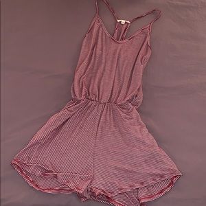 Red and crime striped romper